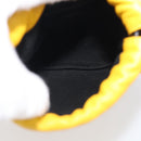 FENDI Drawstring Pouch Leather Yellow Black Auth 213047M-19