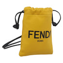FENDI Drawstring Pouch Leather Yellow Black Auth 213047M-1