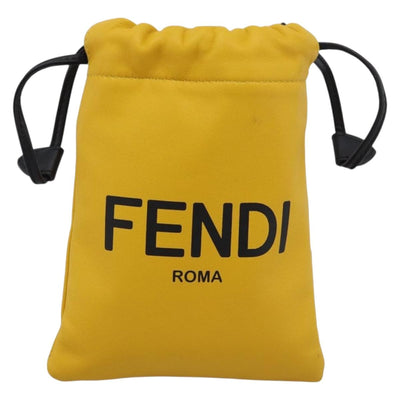 FENDI Drawstring Pouch Leather Yellow Black Auth 213047M - 0