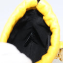 FENDI Drawstring Pouch Leather Yellow Black Auth 213047M-21