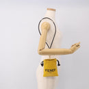 FENDI Drawstring Pouch Leather Yellow Black Auth 213047M-23