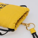 FENDI Drawstring Pouch Leather Yellow Black Auth 213047M-6