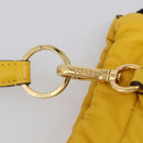 FENDI Drawstring Pouch Leather Yellow Black Auth 213047M-8