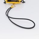 FENDI Drawstring Pouch Leather Yellow Black Auth 213047M-9