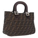 FENDI Zucca Canvas Hand Bag Black Brown Auth 213051V-1