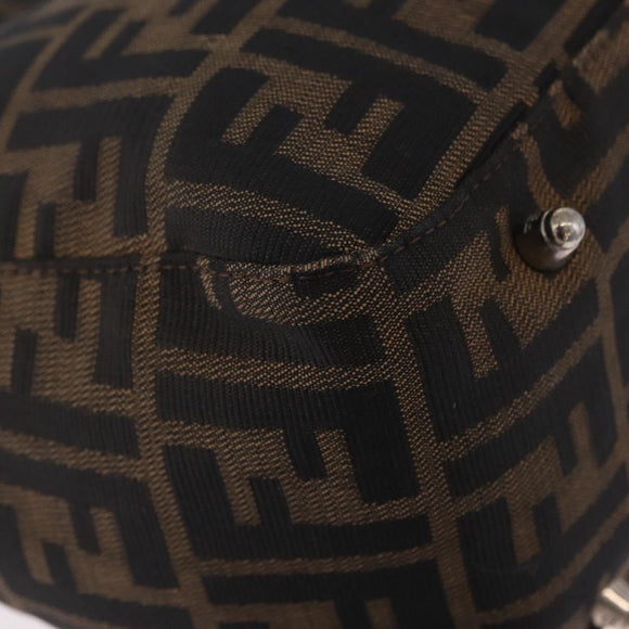 FENDI Zucca Canvas Hand Bag Black Brown Auth 213051V