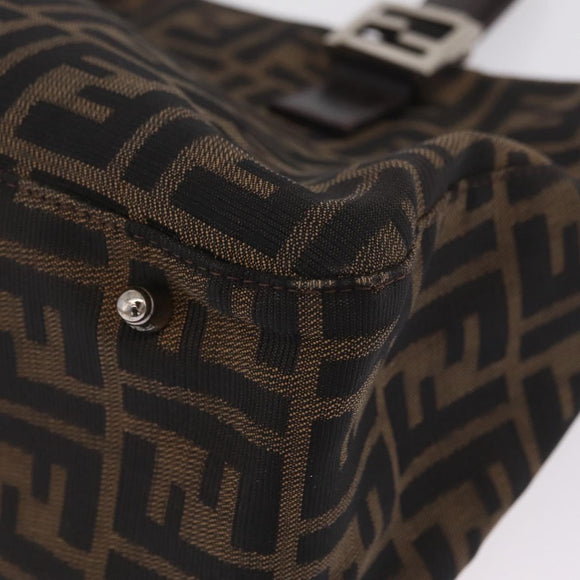FENDI Zucca Canvas Hand Bag Black Brown Auth 213051V