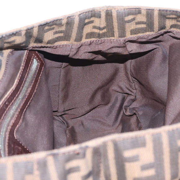 FENDI Zucca Canvas Hand Bag Black Brown Auth 213051V