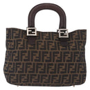FENDI Zucca Canvas Hand Bag Black Brown Auth 213051V-2