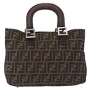 FENDI Zucca Canvas Hand Bag Black Brown Auth 213051V-2