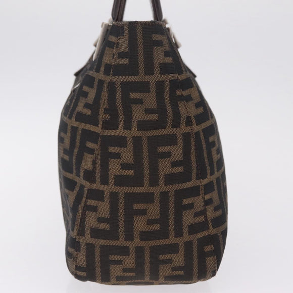 FENDI Zucca Canvas Hand Bag Black Brown Auth 213051V