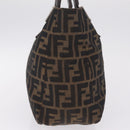 FENDI Zucca Canvas Hand Bag Black Brown Auth 213051V-5