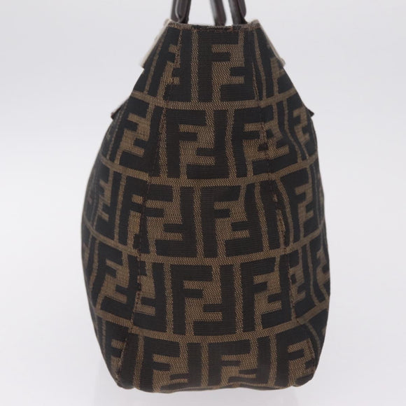 FENDI Zucca Canvas Hand Bag Black Brown Auth 213051V