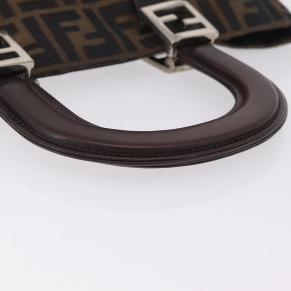 FENDI Zucca Canvas Hand Bag Black Brown Auth 213051V