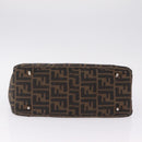 FENDI Zucca Canvas Hand Bag Black Brown Auth 213051V-5