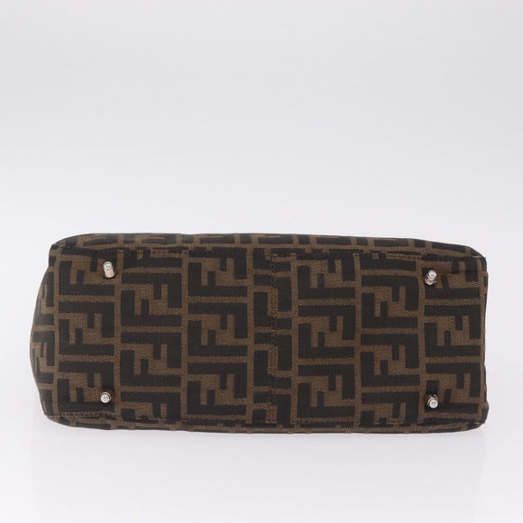 FENDI Zucca Canvas Hand Bag Black Brown Auth 213051V
