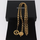 CHANEL Chain Belt metal 35.4"" Gold CC Auth 213052M-16
