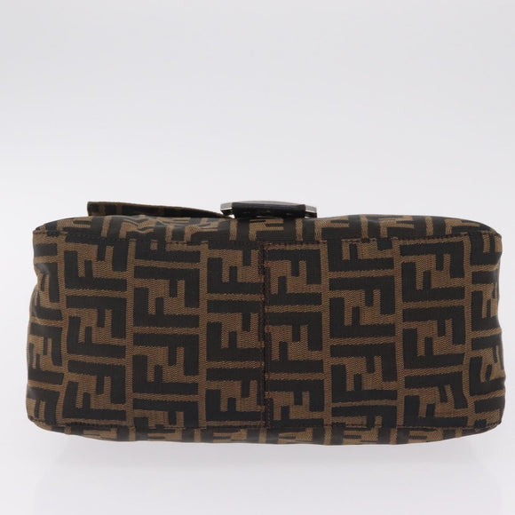FENDI Zucca Canvas Mamma Baguette Shoulder Bag Brown Black Auth 213053M