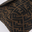 FENDI Zucca Canvas Mamma Baguette Shoulder Bag Brown Black Auth 213053M-12