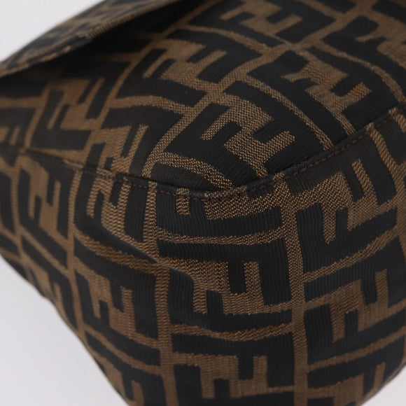 FENDI Zucca Canvas Mamma Baguette Shoulder Bag Brown Black Auth 213053M