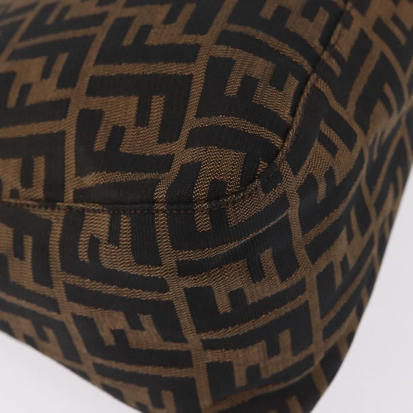 FENDI Zucca Canvas Mamma Baguette Shoulder Bag Brown Black Auth 213053M