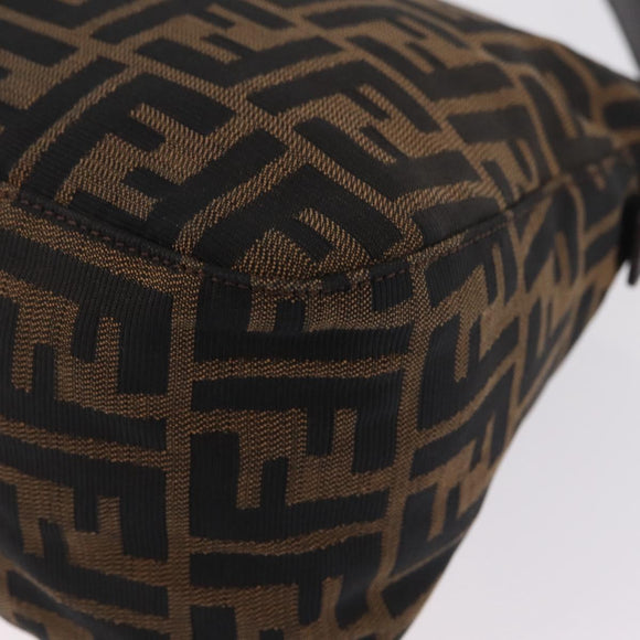 FENDI Zucca Canvas Mamma Baguette Shoulder Bag Brown Black Auth 213053M