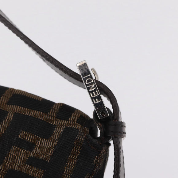 FENDI Zucca Canvas Mamma Baguette Shoulder Bag Brown Black Auth 213053M