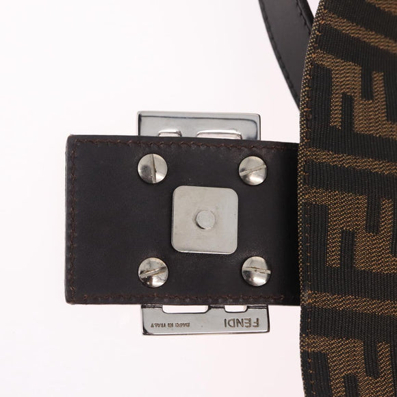 FENDI Zucca Canvas Mamma Baguette Shoulder Bag Brown Black Auth 213053M
