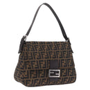 FENDI Zucca Canvas Mamma Baguette Shoulder Bag Brown Black Auth 213053M-1