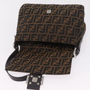 FENDI Zucca Canvas Mamma Baguette Shoulder Bag Brown Black Auth 213053M-20