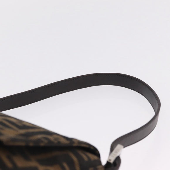 FENDI Zucca Canvas Mamma Baguette Shoulder Bag Brown Black Auth 213053M