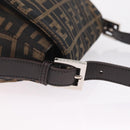 FENDI Zucca Canvas Mamma Baguette Shoulder Bag Brown Black Auth 213053M-9