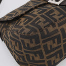 FENDI Zucca Canvas Mamma Baguette Shoulder Bag Brown Black Auth 213054V-11