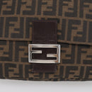 FENDI Zucca Canvas Mamma Baguette Shoulder Bag Brown Black Auth 213054V-15