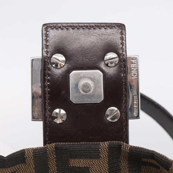 FENDI Zucca Canvas Mamma Baguette Shoulder Bag Brown Black Auth 213054V