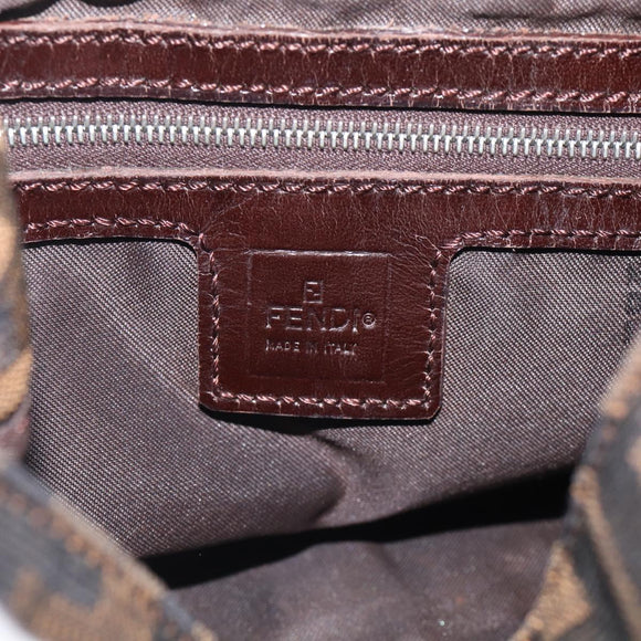FENDI Zucca Canvas Mamma Baguette Shoulder Bag Brown Black Auth 213054V