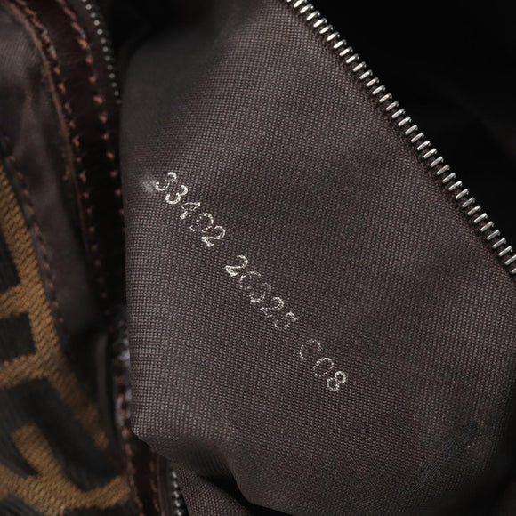 FENDI Zucca Canvas Mamma Baguette Shoulder Bag Brown Black Auth 213054V