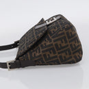 FENDI Zucca Canvas Mamma Baguette Shoulder Bag Brown Black Auth 213054V-4
