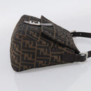FENDI Zucca Canvas Mamma Baguette Shoulder Bag Brown Black Auth 213054V-5
