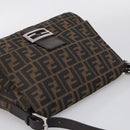 FENDI Zucca Canvas Mamma Baguette Shoulder Bag Brown Black Auth 213054V-6