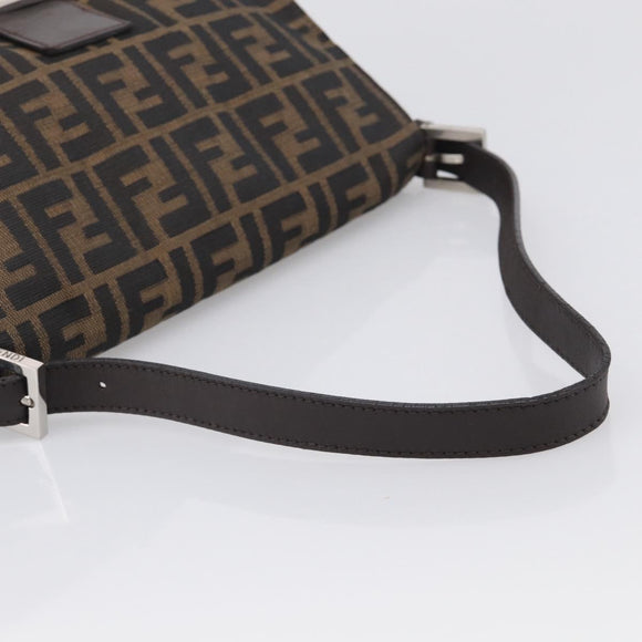 FENDI Zucca Canvas Mamma Baguette Shoulder Bag Brown Black Auth 213054V