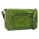 PRADA Shoulder Bag Patent leather Green Silver Auth 213055-1