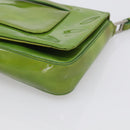 PRADA Shoulder Bag Patent leather Green Silver Auth 213055-10