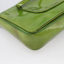 PRADA Shoulder Bag Patent leather Green Silver Auth 213055-11