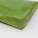 PRADA Shoulder Bag Patent leather Green Silver Auth 213055-12