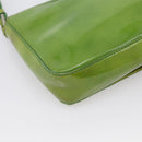 PRADA Shoulder Bag Patent leather Green Silver Auth 213055-13