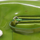 PRADA Shoulder Bag Patent leather Green Silver Auth 213055-15