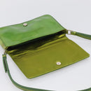 PRADA Shoulder Bag Patent leather Green Silver Auth 213055-16