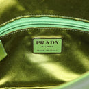PRADA Shoulder Bag Patent leather Green Silver Auth 213055-19
