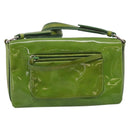 PRADA Shoulder Bag Patent leather Green Silver Auth 213055-2